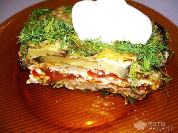 Рецепт: Баклажановая запеканка - с мясным фаршем "Обжорка летняя"