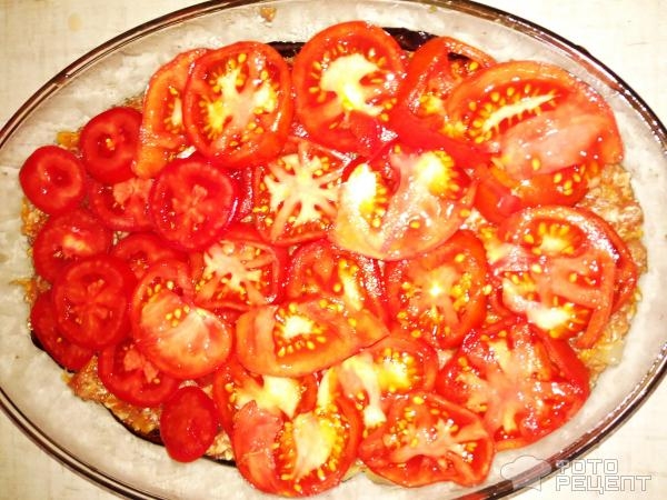 Рецепт: Баклажановая запеканка - с мясным фаршем "Обжорка летняя"