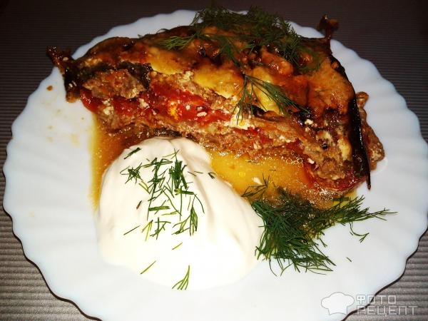 Рецепт: Баклажановая запеканка - с мясным фаршем "Обжорка летняя"