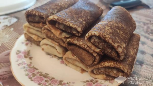 Рецепт: Блинчики фаршированные куриными потрошками - Просты в приготовлении и вкусные!