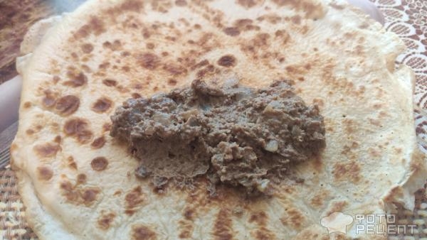 Рецепт: Блинчики фаршированные куриными потрошками - Просты в приготовлении и вкусные!