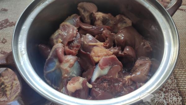 Рецепт: Блинчики фаршированные куриными потрошками - Просты в приготовлении и вкусные!