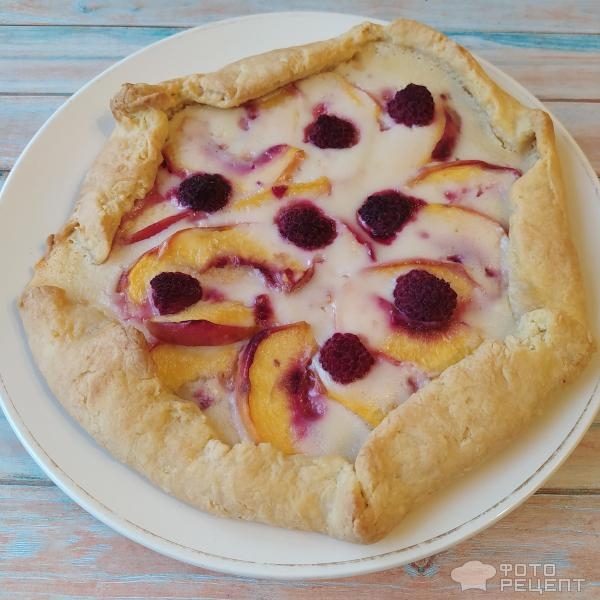 Рецепт: Галета фруктовая - С персиками и малиной