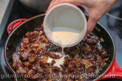 Жареное говяжье сердце со сметаной и горчицей Жареное говяжье сердце со сметаной и горчицей