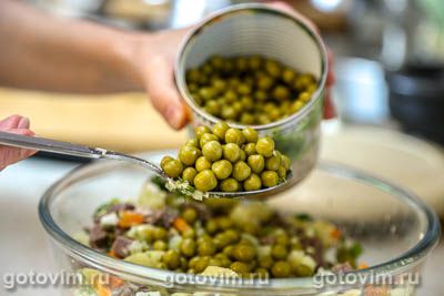 Салат Оливье с говяжьим сердцем