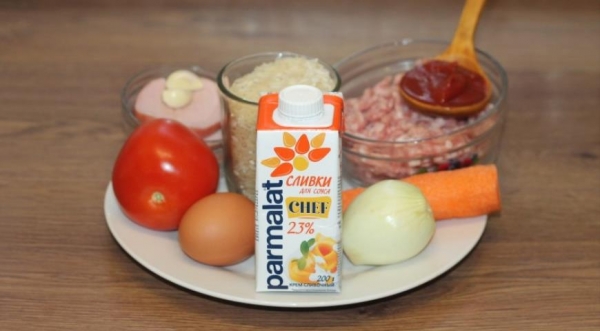 Ежики с рисом в сливочном соусе, пошаговый рецепт с фото