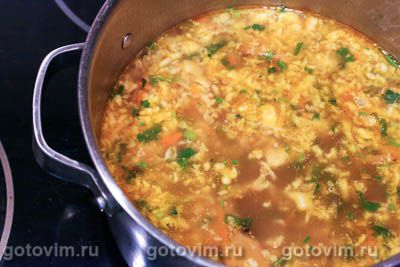 Суп из говядины с грибами и мучной «подбойкой»