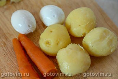 Салат Оливье с говяжьим сердцем