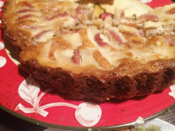 Рецепт: Диетическая творожная запеканка - с овсяными хлопьями, яблоками и мёдом