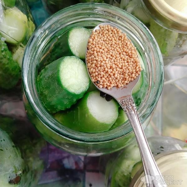 Рецепт: Маринованные огурчики - Хрустящие, с зёрнами горчицы. Рецепт: Маринованные огурчики - Хрустящие, с зёрнами горчицы.