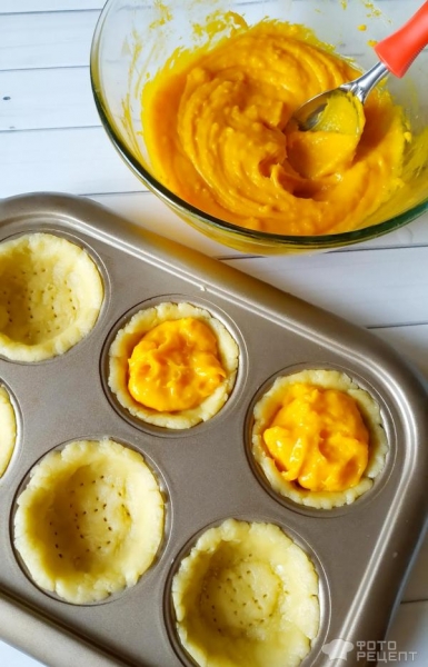 Рецепт: Тарталетки с тыквой. Встречаем Хэллоуин - и шоколадным рисунком