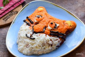 Салат "Селедка под шубой" в виде Тигра на Новый год