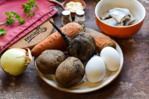 Салат "Селедка под шубой" в виде Тигра на Новый год