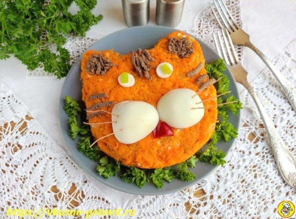 
Салат на Новый Год 2022, новинки в виде Тигра. Вкусные салаты на новогодний стол	