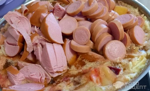 Рецепт: Борщ по-львовски - "Борщок из свёклы с ветчинкой и с сосисками". По Чехову.