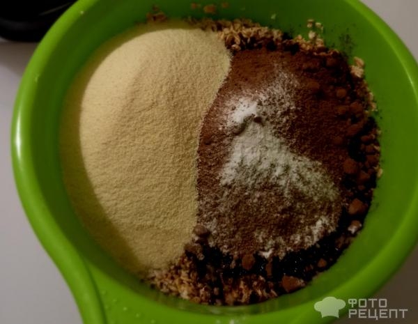 Рецепт: Овсяное печенье из мелких хлопьев - Очень шоколадное, тонкое хрустящее печенье