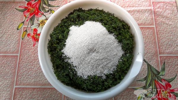 Рецепт: Сухая засолка зелени - Простая заготовка укропа на зиму без заморозки и сушки. Рецепт без весов.