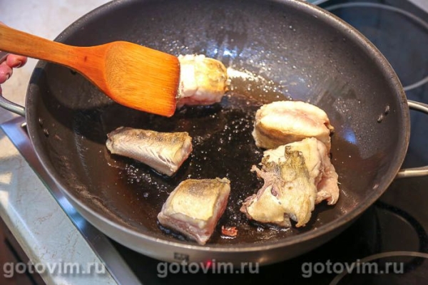 Судак с овощами и опятами 