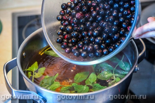 Компот из чёрной смородины с мятой