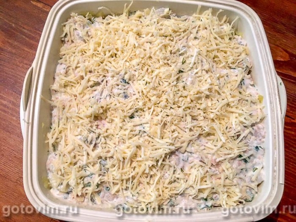 Рыбная запеканка с картофелем, креветками и сметаной Рыбная запеканка с картофелем, креветками и сметаной
